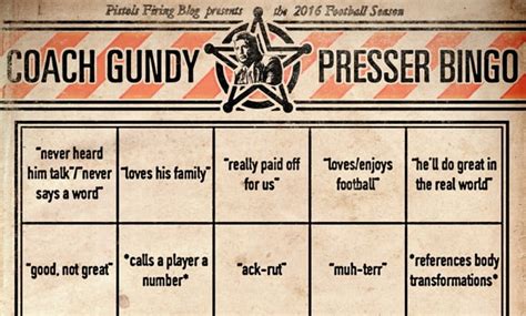 The Mike Gundy Press Conference Bingo Card | Pistols Firing