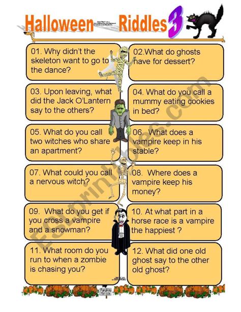 Twelve Funny Halloween Riddles Part 3 For Kids Of All Ages | AlphabetWorksheetsFree.com