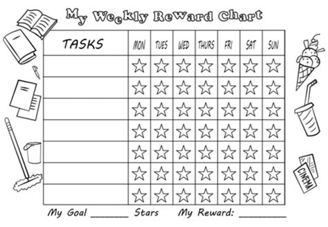 My Weekly Reward Chart with Stars | Free Printable Papercraft Templates