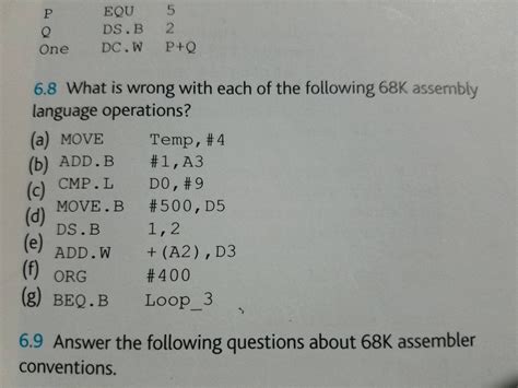 Solved What is wrong with each of the following 68K assembly | Chegg.com