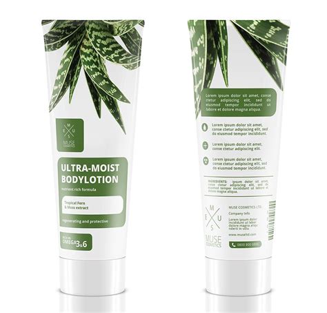 two tubes of body lotion with aloen leaves on the top and bottom