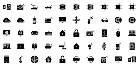 IoT icons: Set with 50 Icons in 3 styles - IconUncle