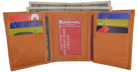 Leather Mens Trifold Wallet Zipper Money Compartment 55 CF