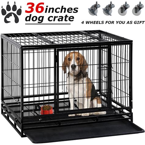 Dog Crate Cage for Large Dogs Heavy Duty 36 Inches Dog Kennel Pet Playpen for Training Indoor ...