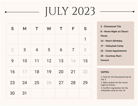 July 2023 Calendar Word - Get Calender 2023 Update