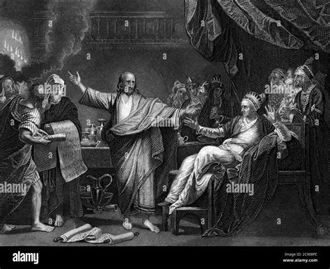 An engraved Old Testament Bible illustration image of Daniel ...