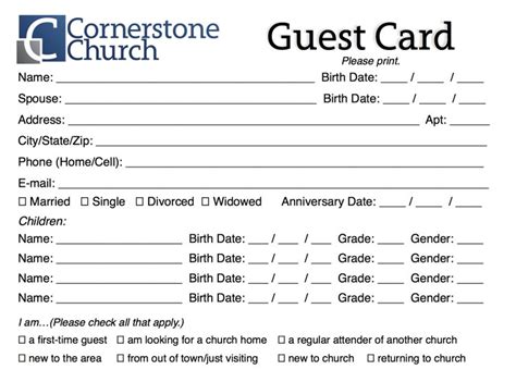 Free Church Guest Card Template - ChurchMag