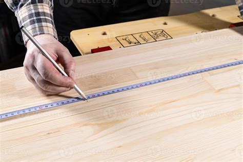 carpenter with pencil marks size on wooden board 10831604 Stock Photo at Vecteezy