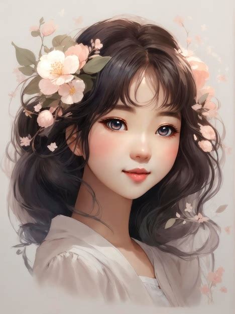 Premium AI Image | Portrait of a Cute Korean girl anime style