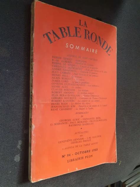 LA TABLE RONDE n°94, oct 1955, Autour de Jean COCTEAU, P. SIPRIOT, P. de MASSOT EUR 12,00 ...