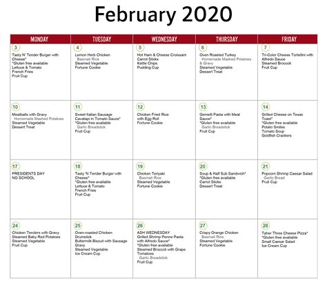 February-2020-LunchMenu - Providence Academy