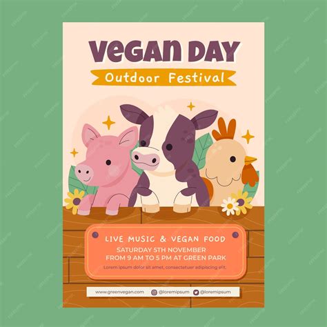 Free Vector | World vegan day vertical poster template