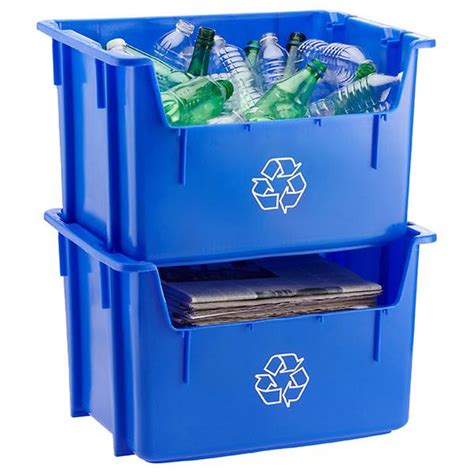 Blue 12 gal. Stackable Recycle Bin | The Container Store