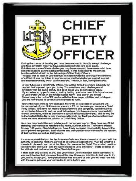 Chief Petty Officer Creed PlaqueArmy PlaqueMilitary | Etsy