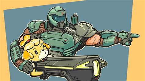 Doomguy and Isabelle | Know Your Meme