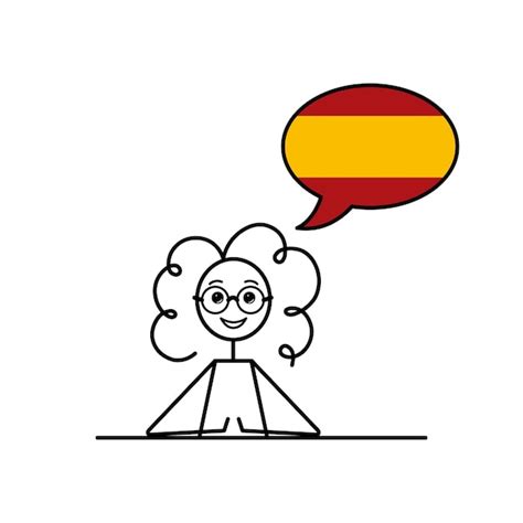 Premium Vector | Speak spanish cartoon girl with speech bubble in flag of spain colors female ...