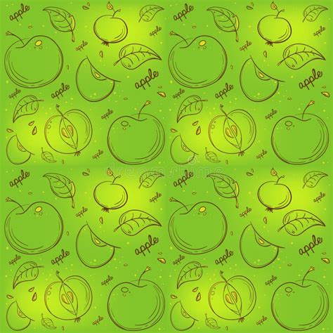 Pattern of Apples on a Green Background Stock Vector - Illustration of vegetarian, symbol: 83049900