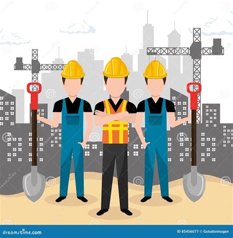 Teamwork Construction on Site Stock Vector - Illustration of male, adult: 85456077