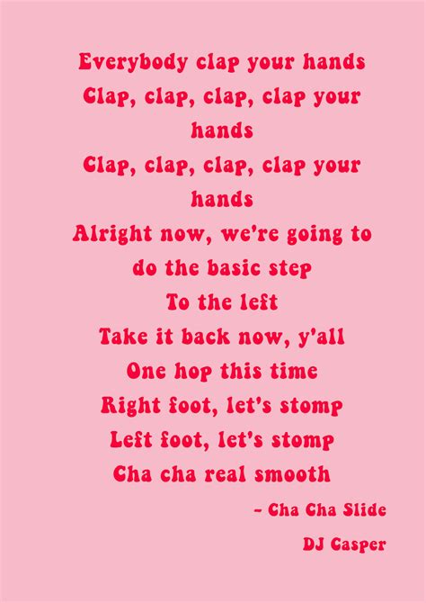 Cha cha slide Lyrics art print funny prints wall Decor | Etsy