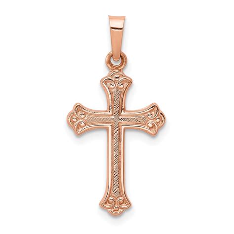 Saris and Things - 14k Rose Gold Solid Cross Charm Pendant - Walmart ...