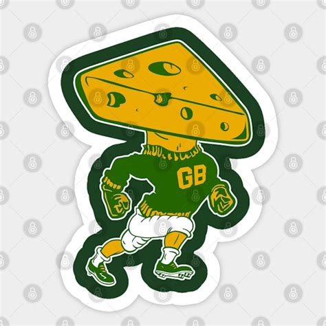 Green Bay Retro Mascot Cheese Head Man - Green Bay Packers - Sticker ...