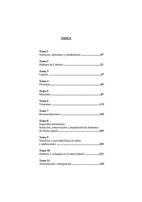 INDICE Tema 1 Nutrición, nutrientes y metabolismo