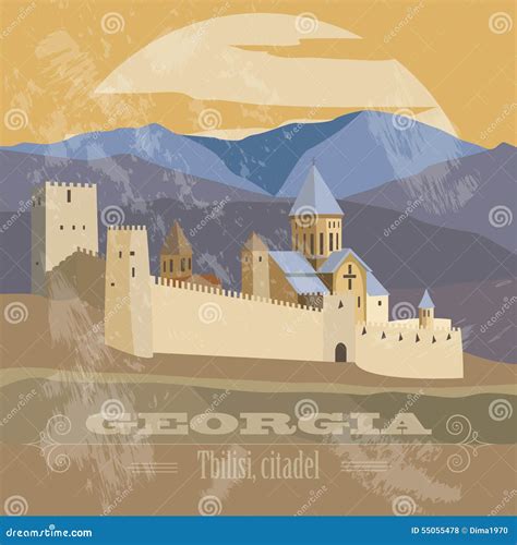 Georgia Landmarks. Retro Styled Image Stock Vector - Illustration of ...