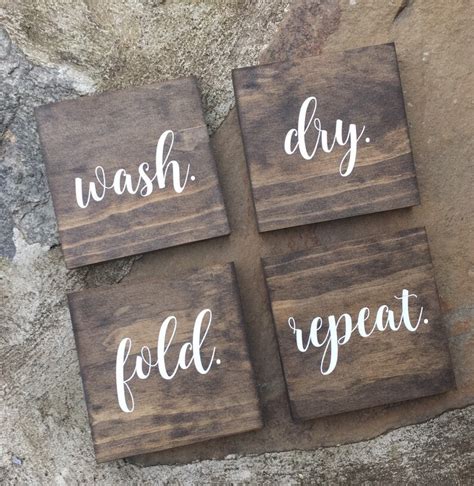 Wash Dry Fold Repeat Wooden Laundry Room Signs Custom | Etsy