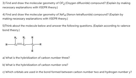 3) Find and draw the molecular geometry of OF2 | Chegg.com