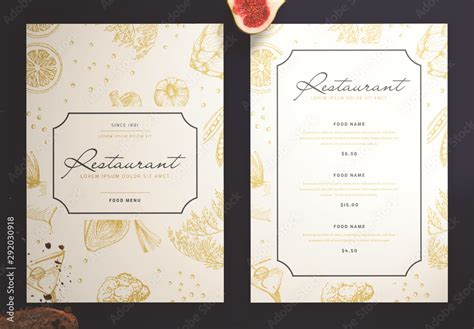 Elegant Restaurant Menu Layout with Illustrative Elements Stock Template | Adobe Stock