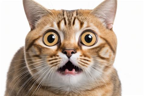 Premium AI Image | A picture of a shocked cat Close up of a Scottish Straight on a white background