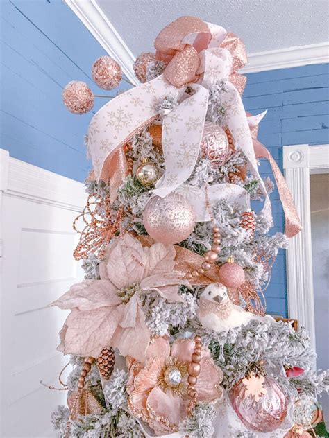 Blush and Rose Gold Flocked Christmas Tree - Happily Ever After, Etc. | Rose gold christmas tree ...