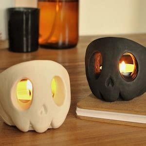 Skull Candle Holder Set Tealight Gift Halloween Decoration - Etsy