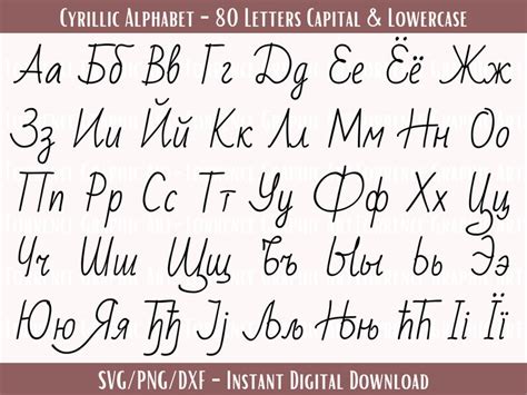 Cyrillic Alphabet SVG Handwriting Font Russian Alphabet Ukrainian ...