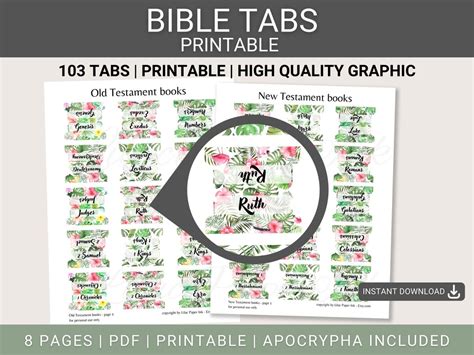 Bible Tabs Printable Bible Study Tools Bible Journaling - Etsy