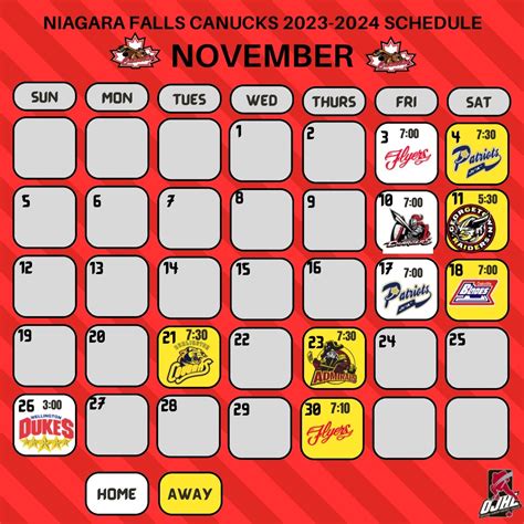 Schedule | Niagara Falls Canucks