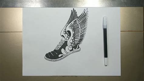 How to draw a SHOE with WINGS in 5 minutes - YouTube