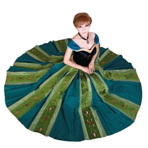 Frozen Anna Green Dress Complete Cosplay Costume For Adults Halloween ...