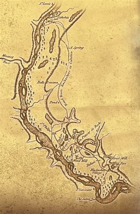 An early map of the Historic Kaskaskia Cahokia Trail in southwestern ...