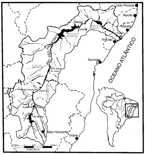 Map of the São Francisco River showing the location of the study site... | Download Scientific ...