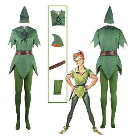 Movie Peterpan Peter Pan Cosplay Costume Male Version Green Top Pants ...