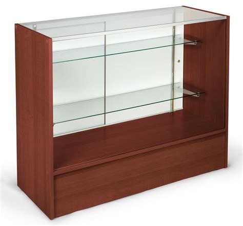 Display Case | Retail Counter w/ Cherry Finish & Tempered Glass