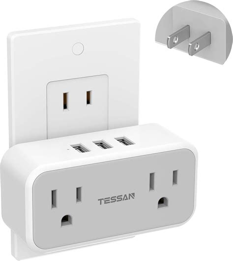 Amazon.com: TESSAN 2 Prong to 3 Prong Outlet Adapter, US to Japan Plug ...