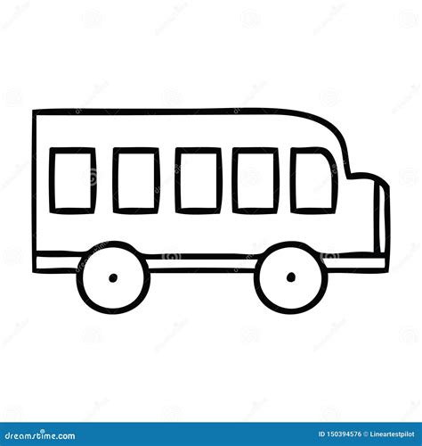 Line Drawing Cartoon of a School Bus Stock Vector - Illustration of ...