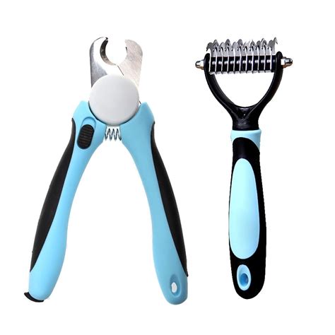 Set of 2 Pet Grooming Tools for Dogs and Cats : Dematting Painless Comb ...