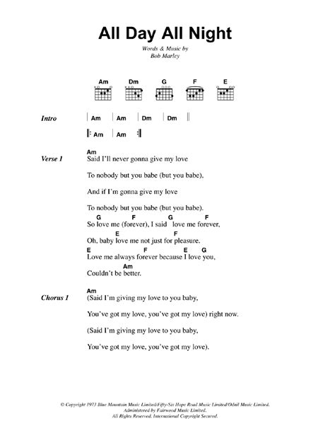 All Day All Night by Bob Marley - Guitar Chords/Lyrics - Guitar Instructor