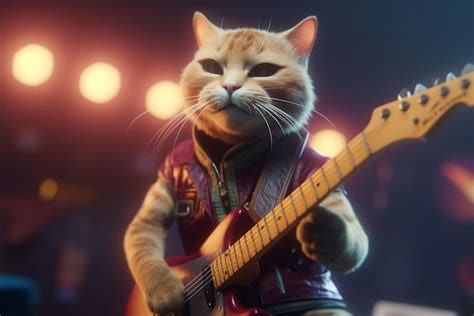 Premium AI Image | A cat playing a guitar in a video game called cat on ...