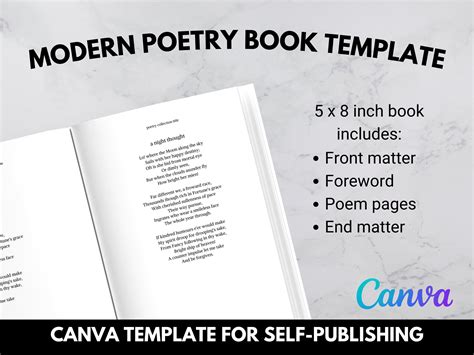 5x8 Modern Poetry Book Template Canva Book Template Etsy Uk - Free Word ...