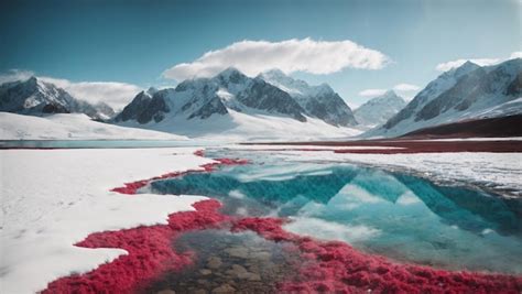 Premium AI Image | Tundra Landscape with Snowy Mountain Background