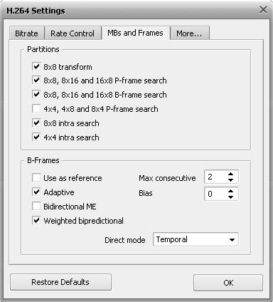 AVS4YOU >> Appendix >> AVS Programs Codec Settings >> H.264 Advanced ...